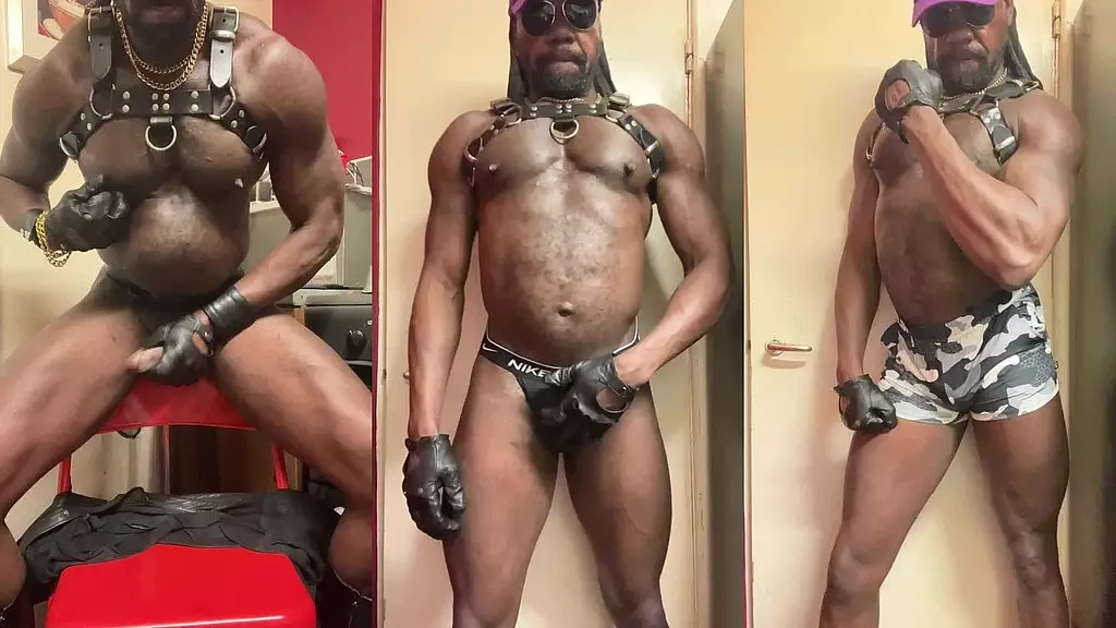 black sexy bodybuilder solo strip cum bust