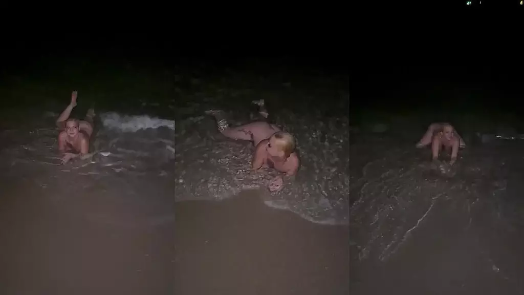 snowbunniebaddie skinny dipping at the beach