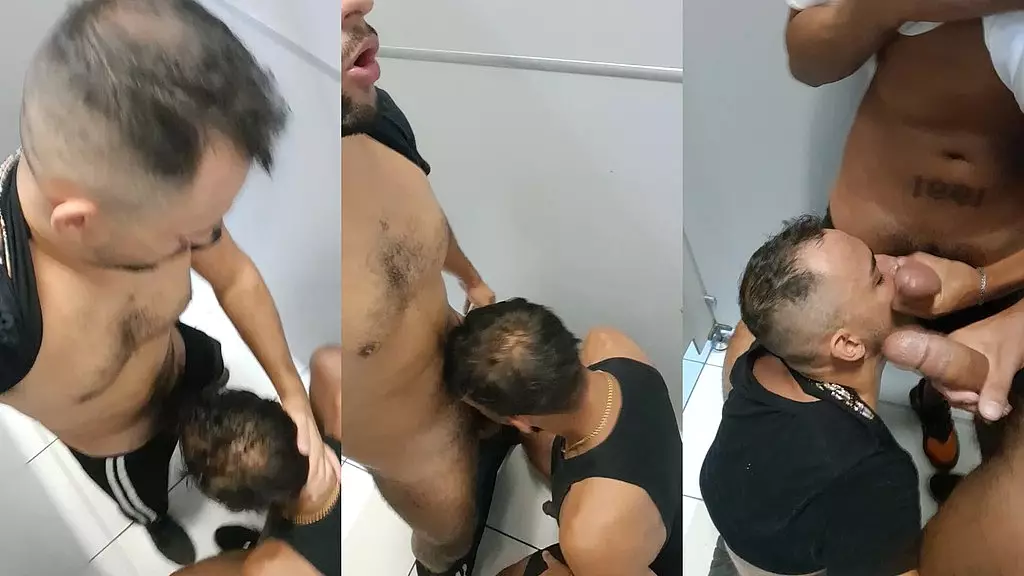 sexo safado no banheiro do terminal de trem, safado mamou duas enormes rolas