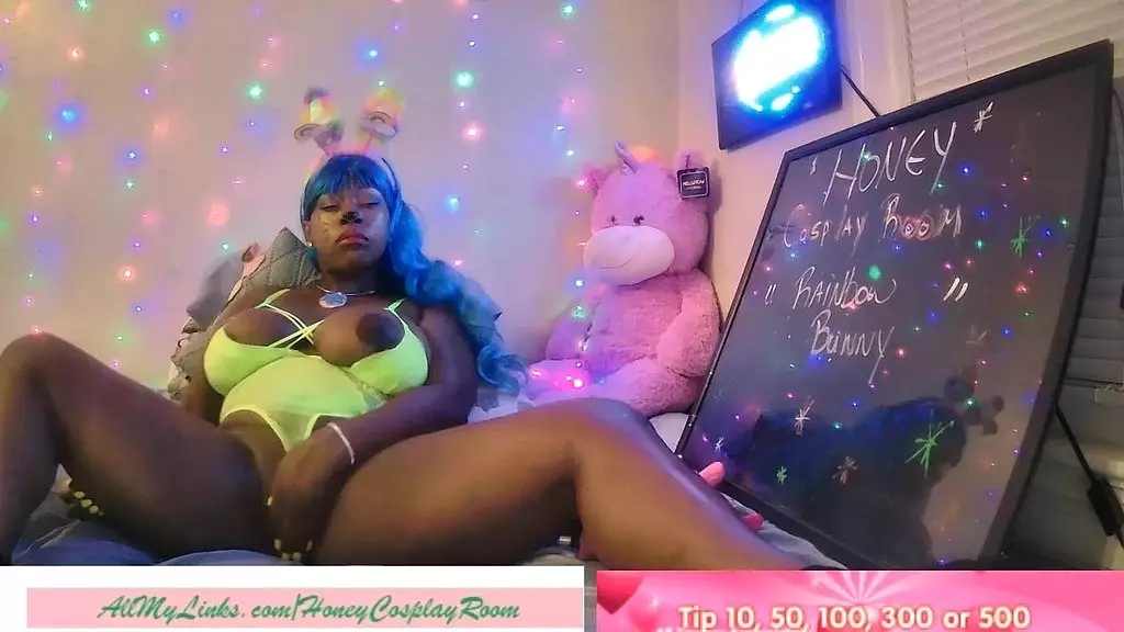 honey cosplay room - rainbow bunny- pt2