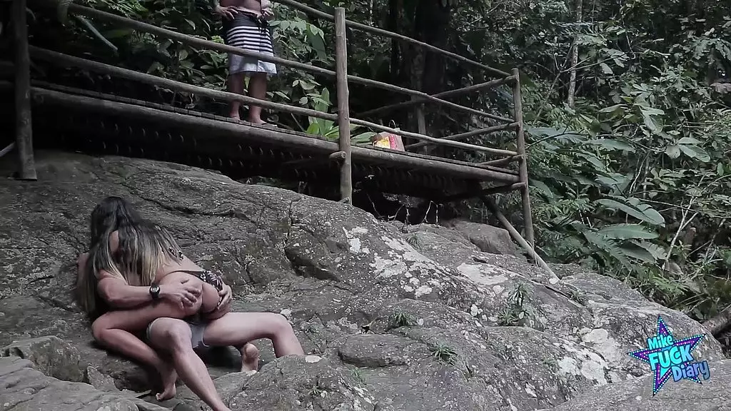 karina sucks and fucks a stranger in the waterfall!