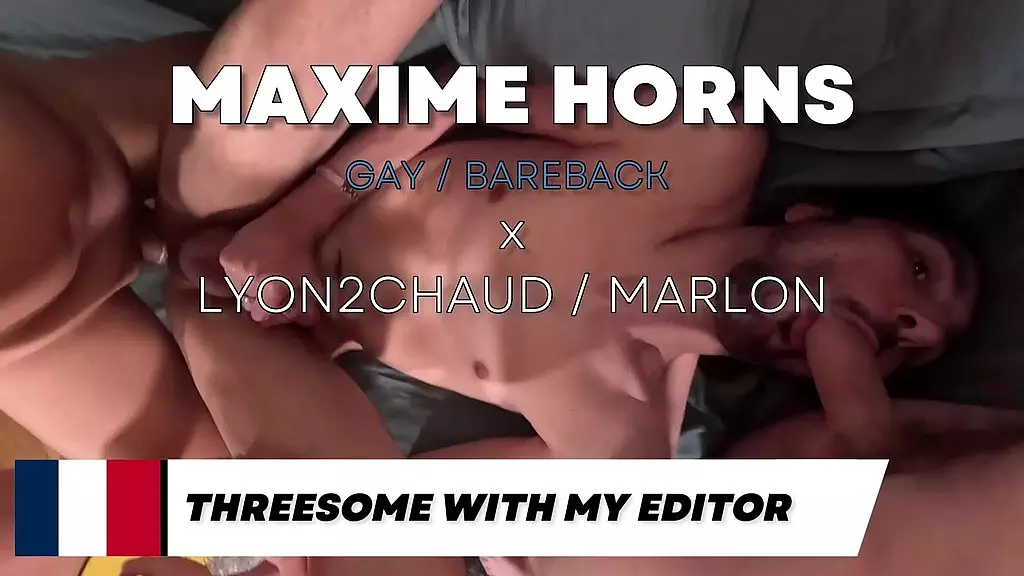 bareback gay threesome pov cum in ass cum in mouth maxime horns