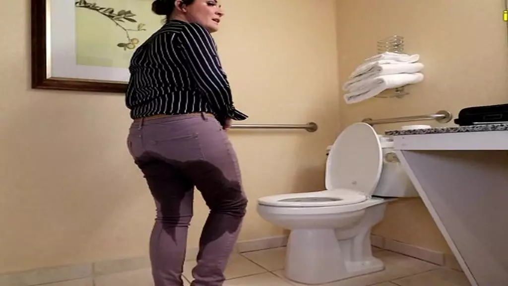 whitney locked belt peeing her pants by toilet