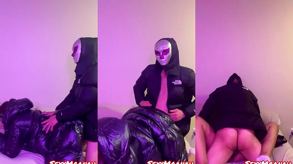 nice halloween fuck in shiny puffy jacket