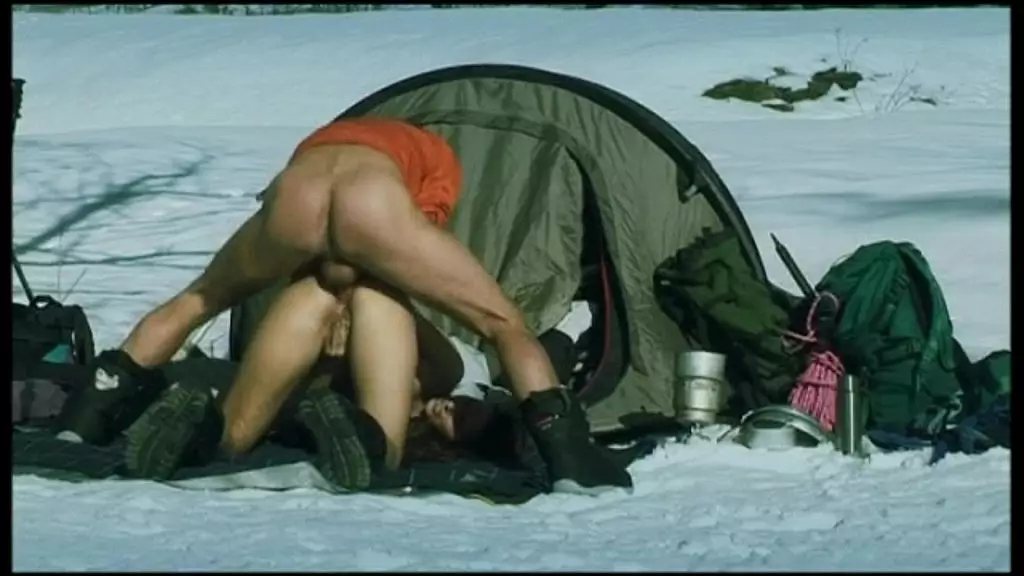 claudia keeps warm in the snow with anal and a spit roast